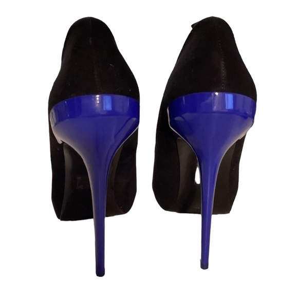Aldo Tarolli Women’s Black Suede Blue Heel Open Toe High Heel Shoes s 9M - Picture 6 of 8